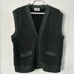 Vintage 80’s 90’s Green INXS Cardigan sleeveless Knitted Small